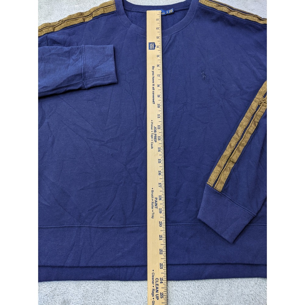 Polo Ralph Lauren Women's L Long Sleeve Pullover Sweatshirt Navy w/Gold Braids - Picture 6 of 11